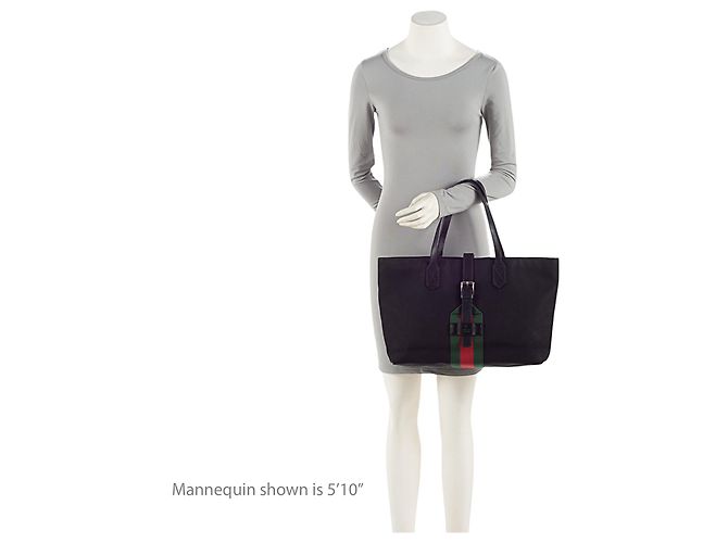 Große Gucci Techno Canvas Web Schnalle Tote Schwarz - Ansicht 5