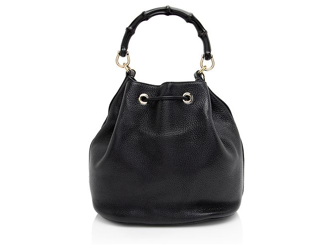 Borsa a secchiello Miss Bamboo in pelle Gucci Nero - vista 3