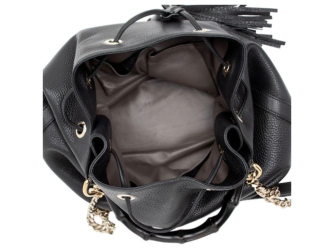 Borsa a secchiello Miss Bamboo in pelle Gucci Nero - vista 7
