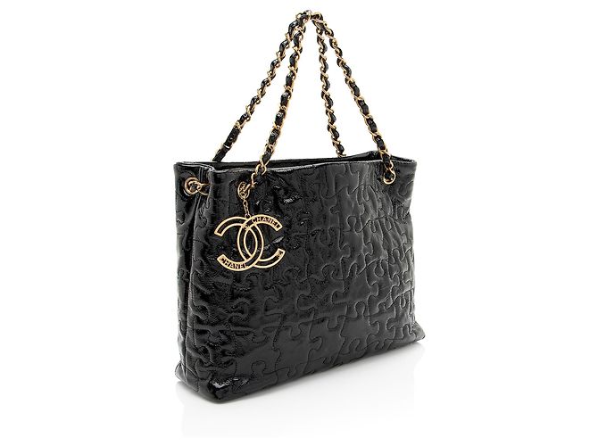 Gabrielle Chanel Patentleder Puzzle Tote Schwarz - Ansicht 2