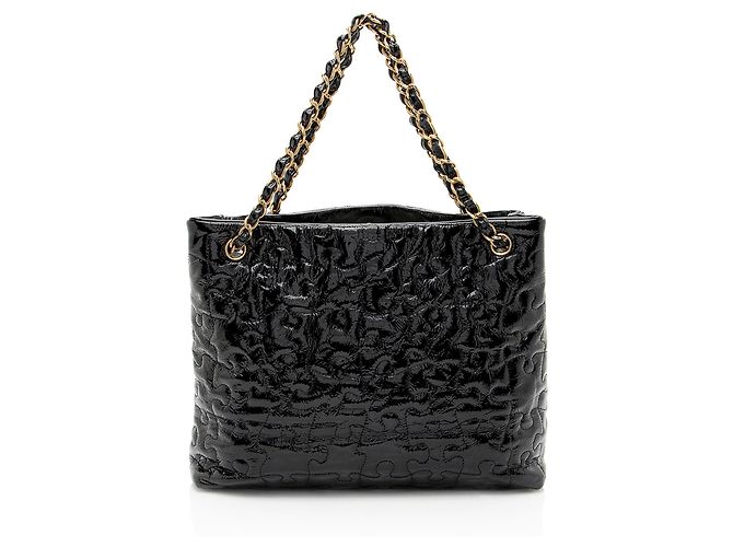 Gabrielle Chanel Patentleder Puzzle Tote Schwarz - Ansicht 3