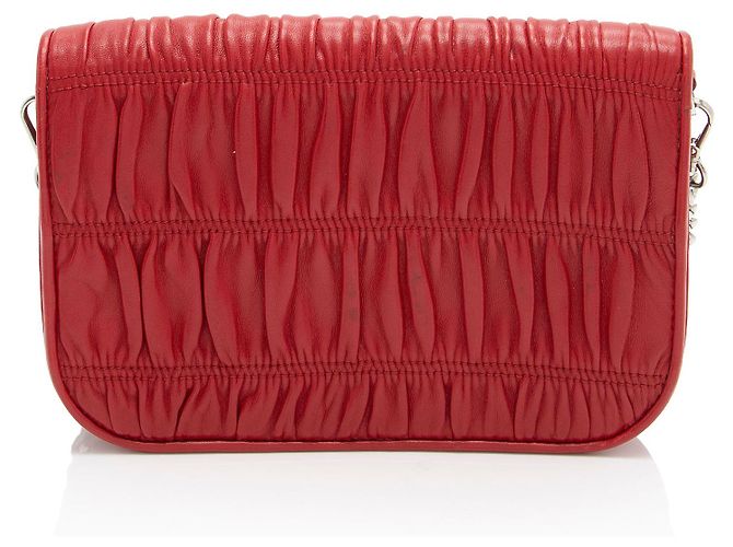 Borsa a tracolla in pelle Nappa Gaufre con catena Prada Rosso - vista 3