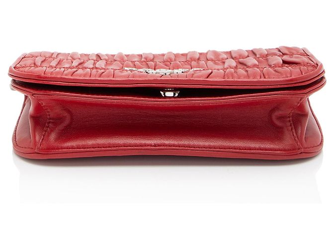 Borsa a tracolla in pelle Nappa Gaufre con catena Prada Rosso - vista 4