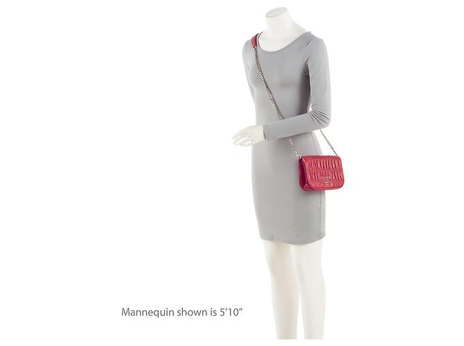Borsa a tracolla in pelle Nappa Gaufre con catena Prada Rosso - vista 5