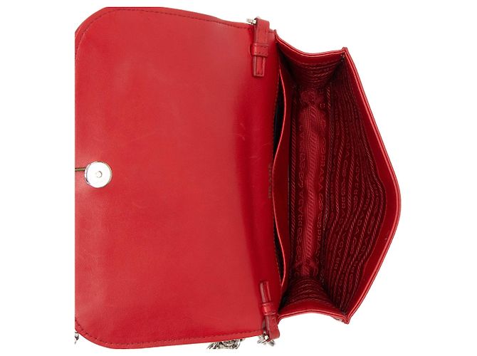 Borsa a tracolla in pelle Nappa Gaufre con catena Prada Rosso - vista 6