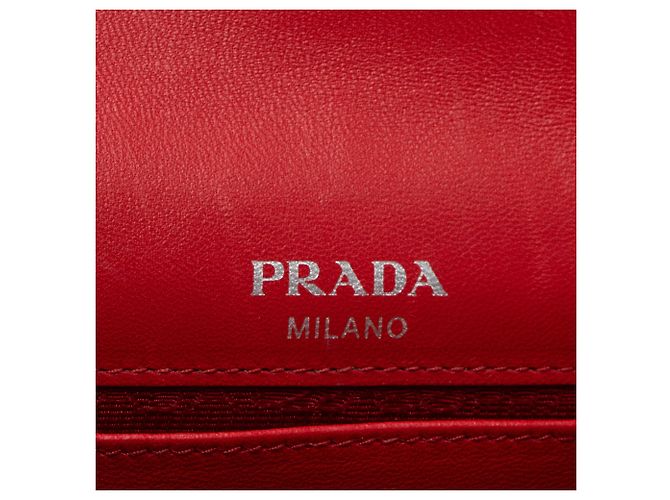 Borsa a tracolla in pelle Nappa Gaufre con catena Prada Rosso - vista 7