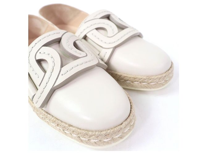 Tod's Tod’s KATE 2WAY Leder Espadrilles Beige Roh - Ansicht 8