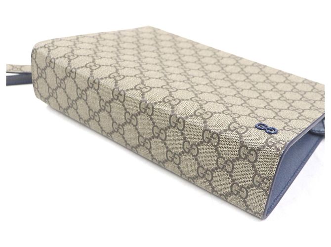 Pochette Clutch Piccola Borsa da Lavoro Gucci GG Supreme Beige Blu navy - vista 4