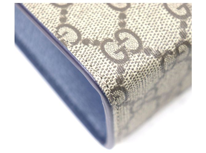 Pochette Clutch Piccola Borsa da Lavoro Gucci GG Supreme Beige Blu navy - vista 5