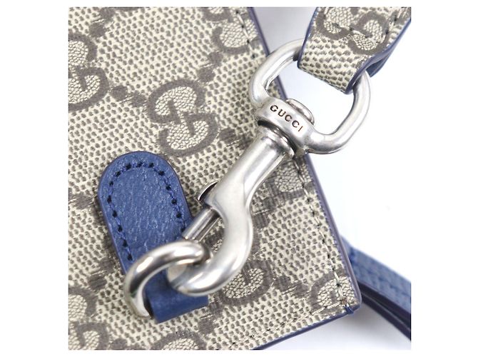 Pochette Clutch Piccola Borsa da Lavoro Gucci GG Supreme Beige Blu navy - vista 9