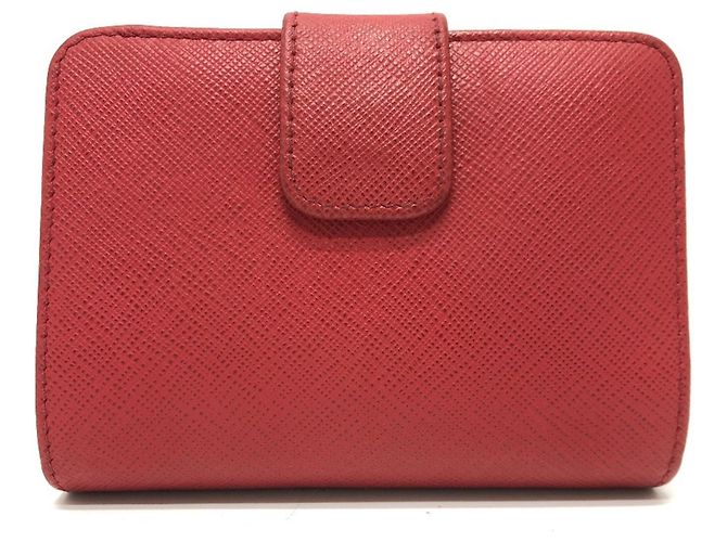 Billetera bifold de cuero Saffiano rojo Prada 1ML018 Roja - vista 2