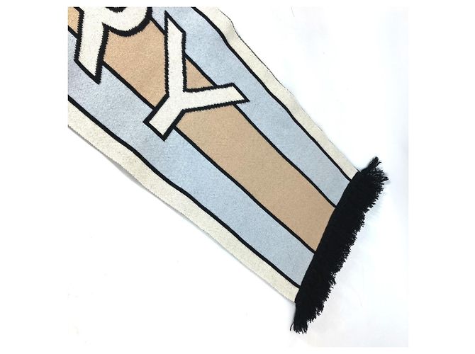 Scaldacollo in cashmere Burberry Bianco Beige Blu chiaro - vista 5