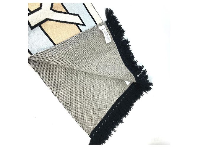 Scaldacollo in cashmere Burberry Bianco Beige Blu chiaro - vista 6