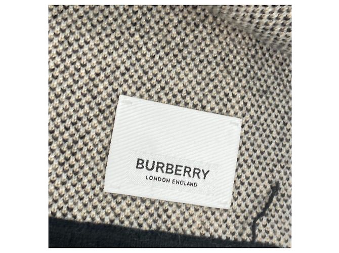 Scaldacollo in cashmere Burberry Bianco Beige Blu chiaro - vista 8