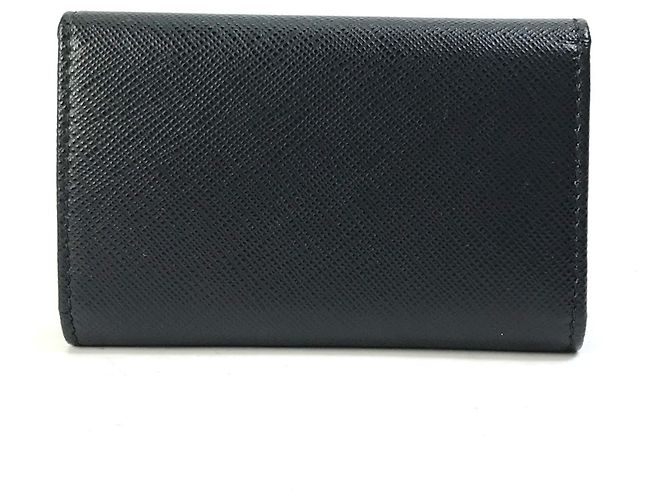 Portachiavi in pelle Saffiano Prada in nero e rosa - vista 2