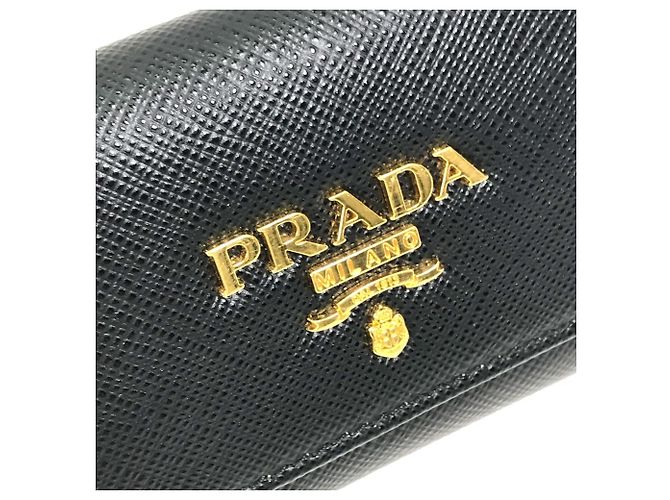 Portachiavi in pelle Saffiano Prada in nero e rosa - vista 6