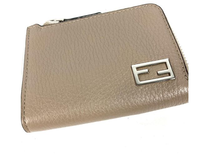 Monedero de cuero beige Fendi - vista 2