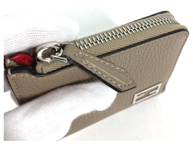 Monedero de cuero beige Fendi - vista 4