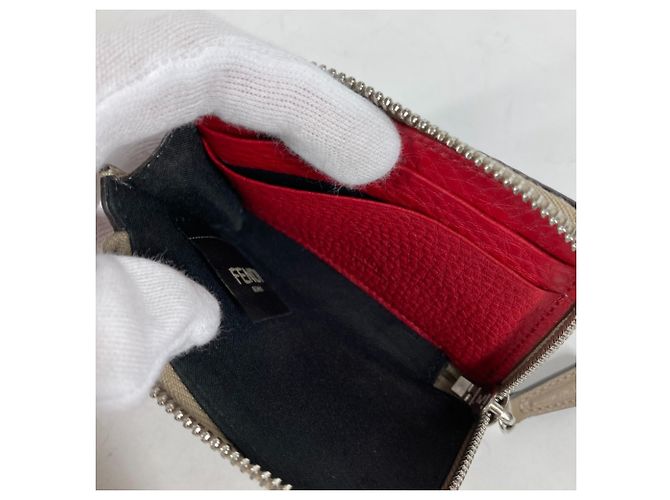Monedero de cuero beige Fendi - vista 9