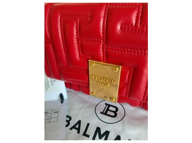Bolsa Balmain 1945 em couro acolchoado vermelho - vista 10