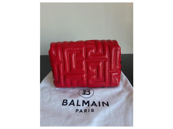 Bolsa Balmain 1945 em couro acolchoado vermelho - vista 2