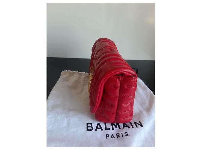 Bolsa Balmain 1945 em couro acolchoado vermelho - vista 4