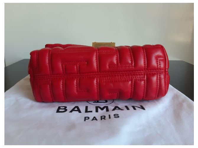 Bolsa Balmain 1945 em couro acolchoado vermelho - vista 5