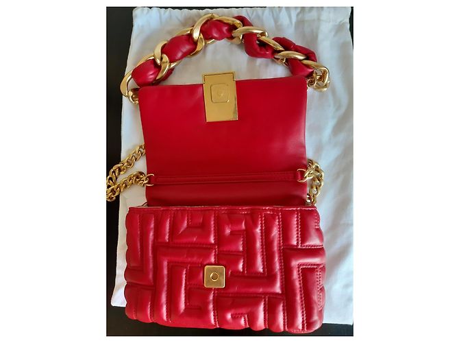 Bolsa Balmain 1945 em couro acolchoado vermelho - vista 7