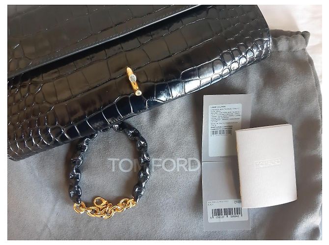 Clutch de couro com estampado de crocodilo Tom Ford Preto - vista 10