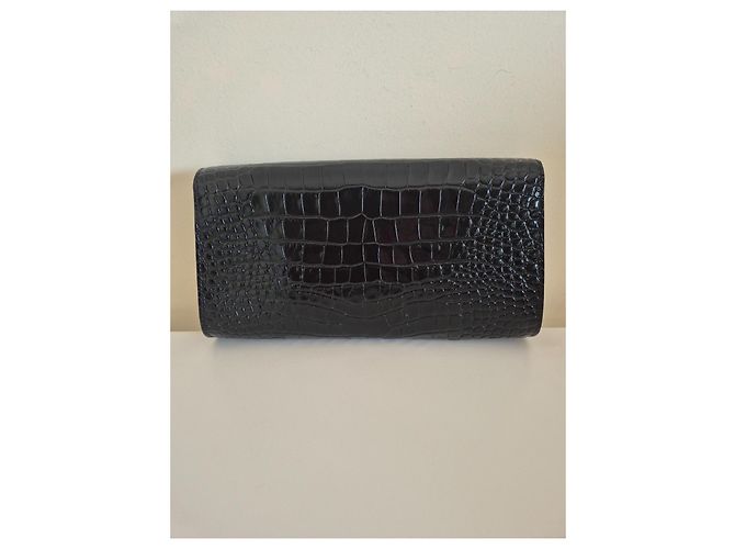 Clutch de couro com estampado de crocodilo Tom Ford Preto - vista 3