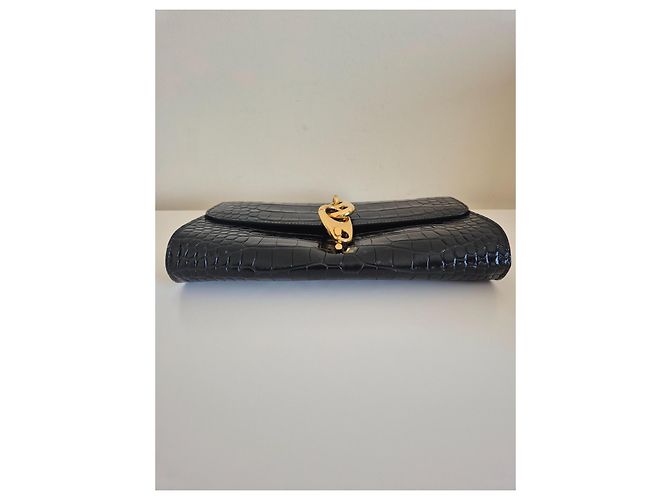 Clutch de couro com estampado de crocodilo Tom Ford Preto - vista 4