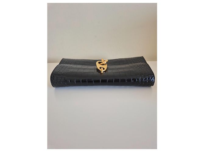 Clutch de couro com estampado de crocodilo Tom Ford Preto - vista 5