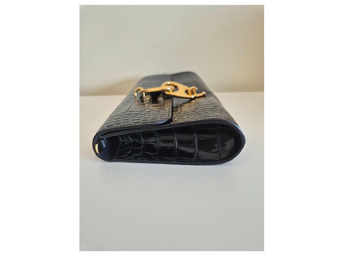 Clutch de couro com estampado de crocodilo Tom Ford Preto - vista 7