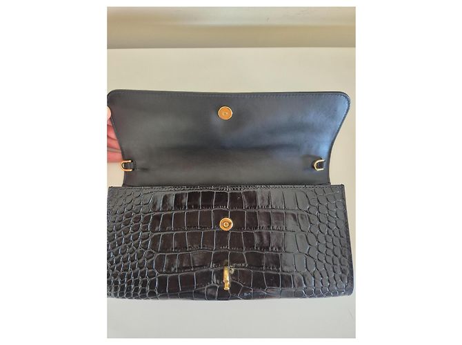 Clutch de couro com estampado de crocodilo Tom Ford Preto - vista 8