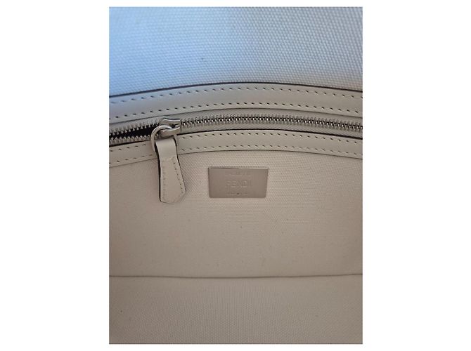 Borsa Fendi Baguette Bianca e Nera in Tela Nero Bianco - vista 11
