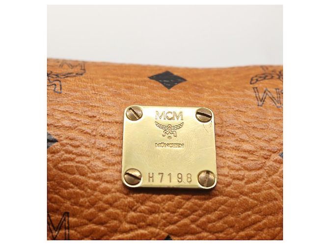Borsa MCM Logogram Vicetos in pelle PVC marrone e oro Auth BA6026 D'oro - vista 12