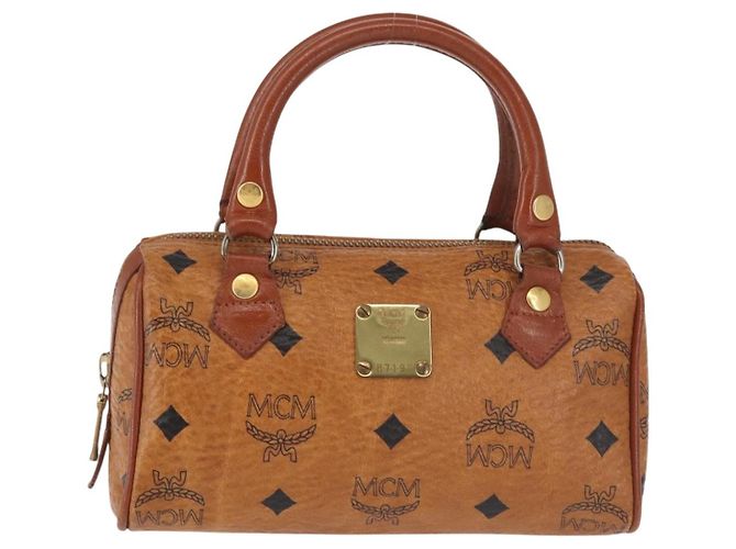 Borsa MCM Logogram Vicetos in pelle PVC marrone e oro Auth BA6026 D'oro - vista 13