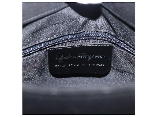 Borsa a Spalla Salvatore Ferragamo in Pelle Scamosciata Grigia Argento Auth BA6020 Marrone - vista 12