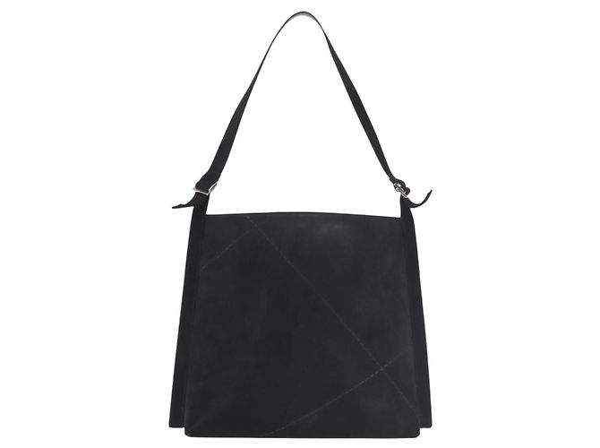 Borsa a Spalla Salvatore Ferragamo in Pelle Scamosciata Grigia Argento Auth BA6020 Marrone - vista 13
