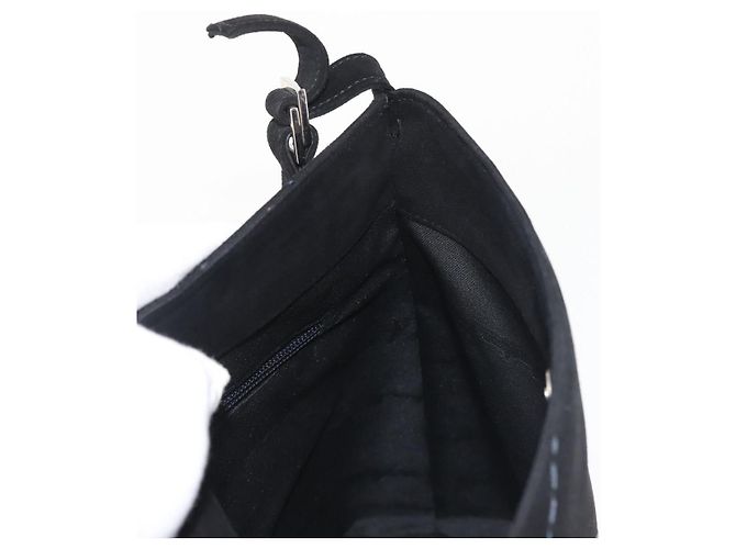 Borsa a Spalla Salvatore Ferragamo in Pelle Scamosciata Grigia Argento Auth BA6020 Marrone - vista 17