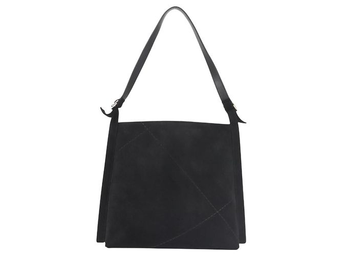 Borsa a Spalla Salvatore Ferragamo in Pelle Scamosciata Grigia Argento Auth BA6020 Marrone - vista 2