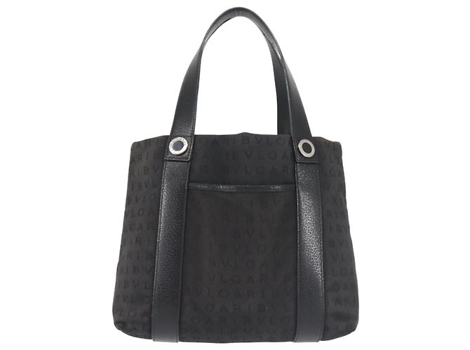 Bulgari Borsa a mano BVLGARI Logo Mania in tela nera e argento autentica bs29103 Nero - vista 13