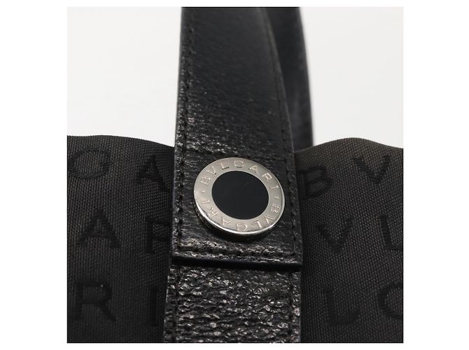 Bulgari Borsa a mano BVLGARI Logo Mania in tela nera e argento autentica bs29103 Nero - vista 17