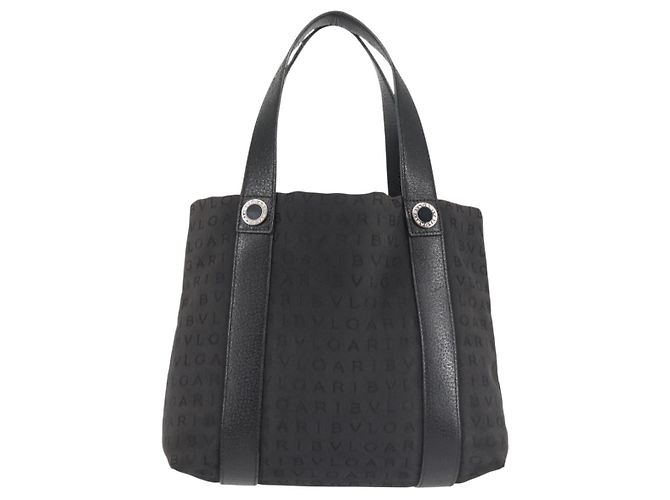 Bulgari Borsa a mano BVLGARI Logo Mania in tela nera e argento autentica bs29103 Nero - vista 2