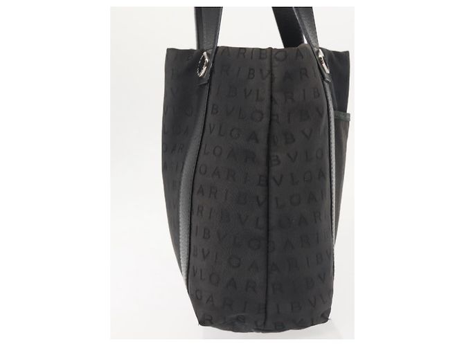 Bulgari Borsa a mano BVLGARI Logo Mania in tela nera e argento autentica bs29103 Nero - vista 4