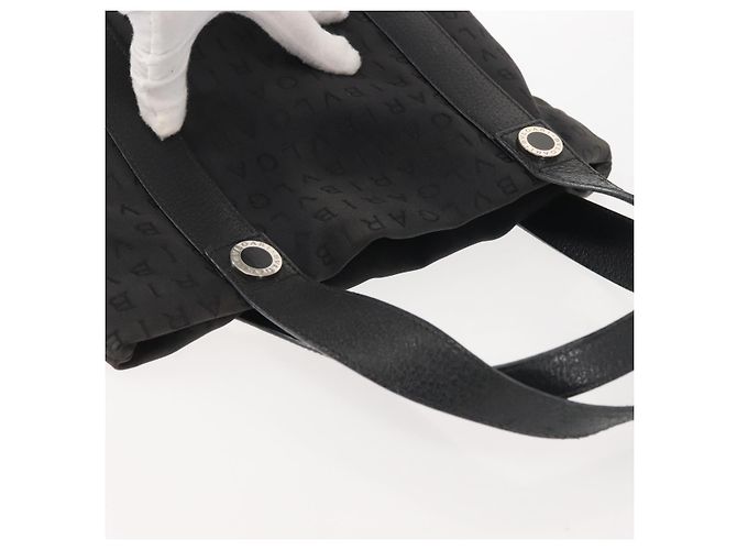 Bulgari Borsa a mano BVLGARI Logo Mania in tela nera e argento autentica bs29103 Nero - vista 6
