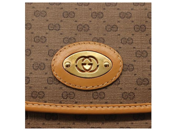 Gucci Borsa a Spalla Micro GG Supreme PVC Beige Oro 007 92 5548 Auth ep10883 D'oro - vista 17
