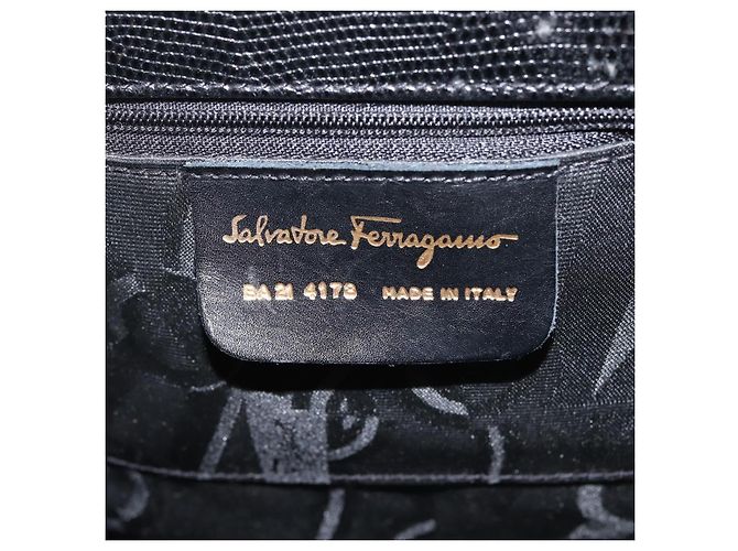 Borsa a mano Vala in pelle stampata nera e oro di Salvatore Ferragamo Auth BA5845 Nero D'oro - vista 12