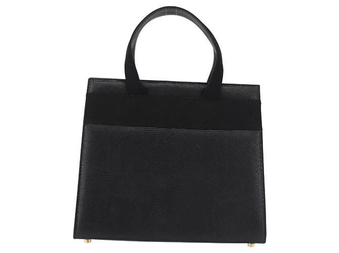 Borsa a mano Vala in pelle stampata nera e oro di Salvatore Ferragamo Auth BA5845 Nero D'oro - vista 2