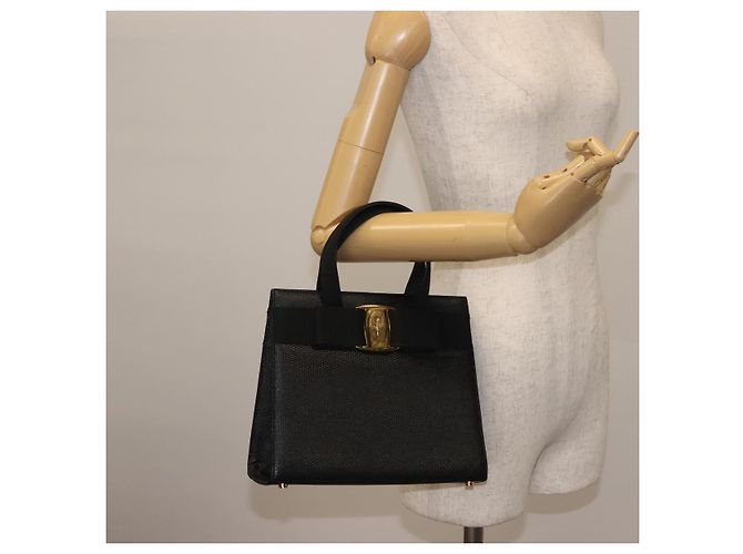 Borsa a mano Vala in pelle stampata nera e oro di Salvatore Ferragamo Auth BA5845 Nero D'oro - vista 20
